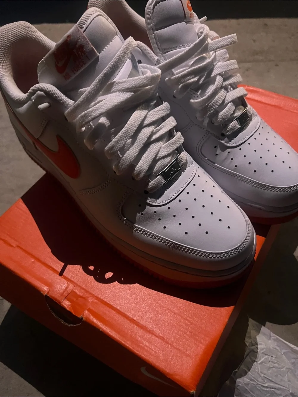Nike Flex Train Bright Orange Shoes with box orange and white